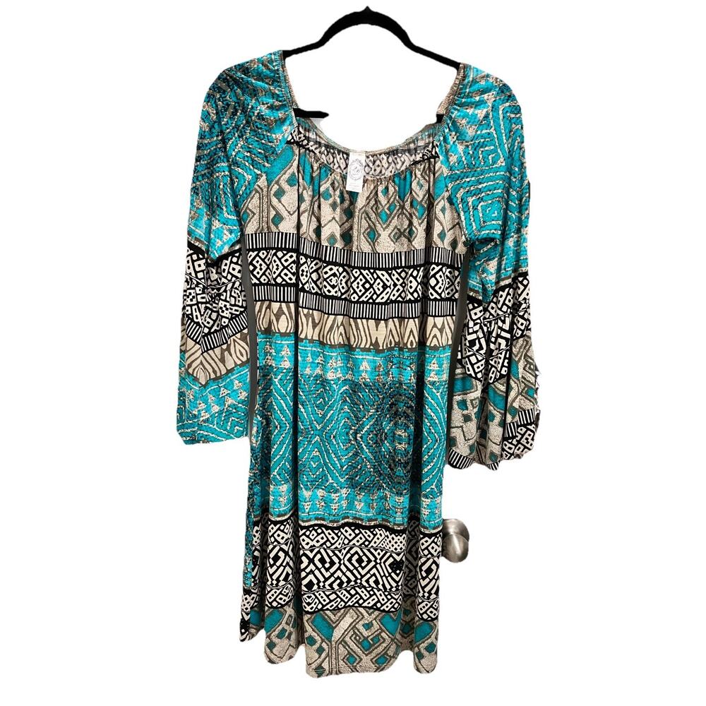 2 B Together LA Artsy Hippie Boho Festival Tribal Pattern Bell Sleeves Size XL